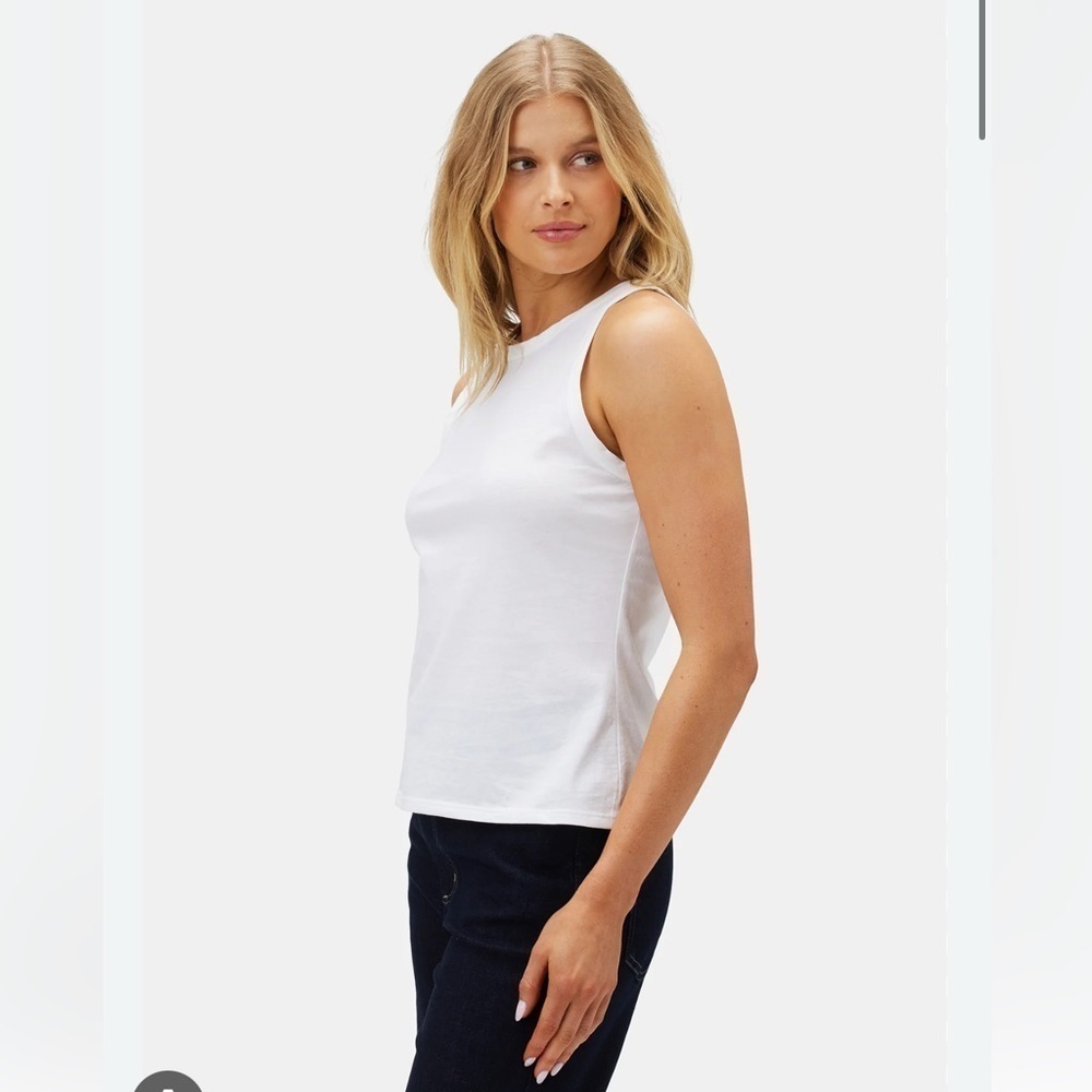 Amour Vert Jillian 100% Organic White Cotton Tank, Large